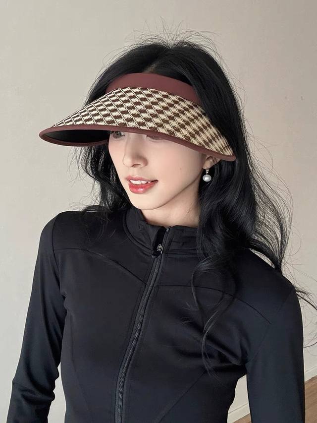 Louis Vuitton Houndstooth Sun Hat For Women 2025 New Summer Uv Protection Hairba