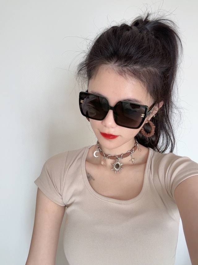 Chanel Oversized Sunglasses Classic Square Frame Design, Flattering For All Face