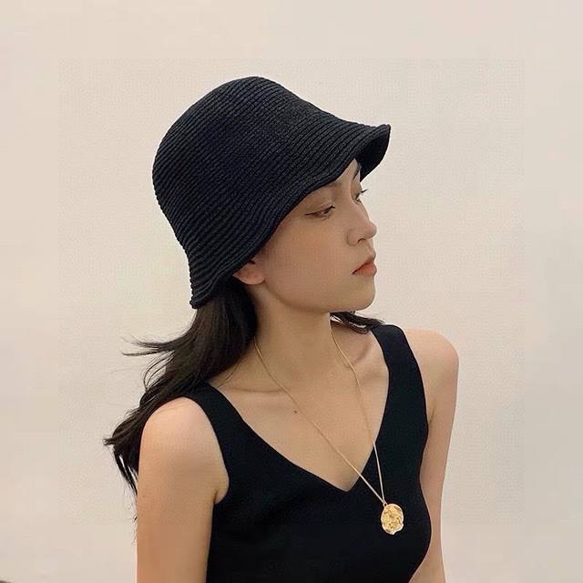 Loewe Knitted Uv-Protective Breathable Bucket Fisherman's Hat For Women, Summer