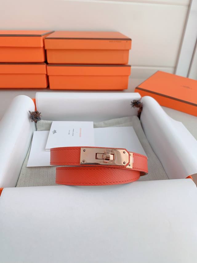 Kelly 1.8-Inch Epsom Calf Leather Belt With A Platinum-Plated Kelly Buckle. Feat