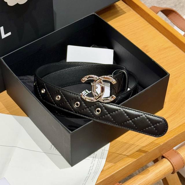 Xiangjia New Women's Belt Classic Lambskin Leather Double C Buckle, The Golden D