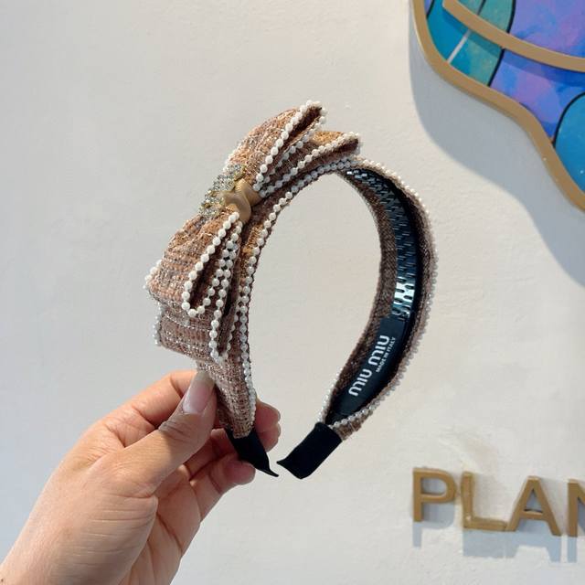 With Packaging Miu Miu New Handmade Angled Hairband, Authentic Single Item, Simp