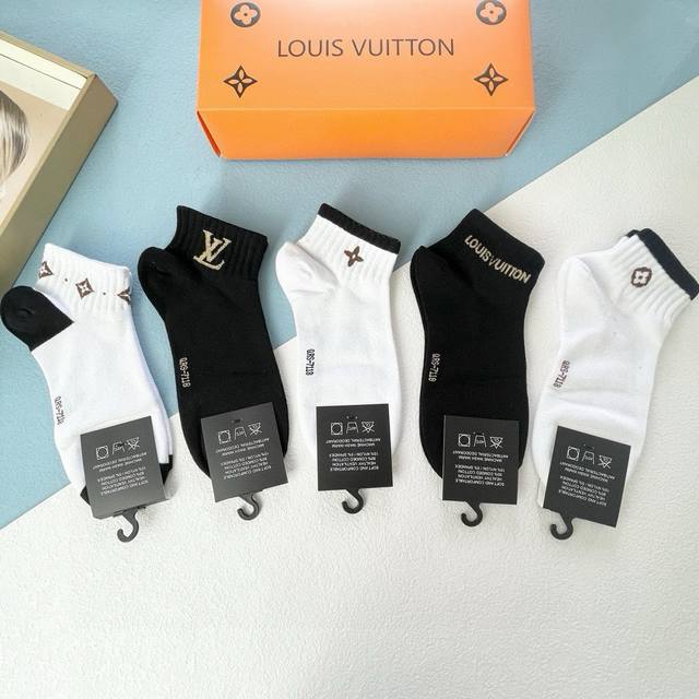 Packaging: One Box Contains Five Pairs. Lv Louis Vuitton Best-Selling Boat Socks