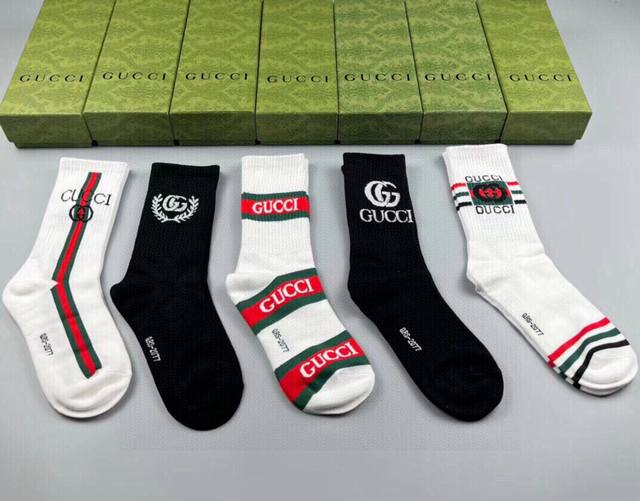 Special Gucci New Arrival High Socks, 5 Pairs Per Box, Classic Double G Logo, Pr