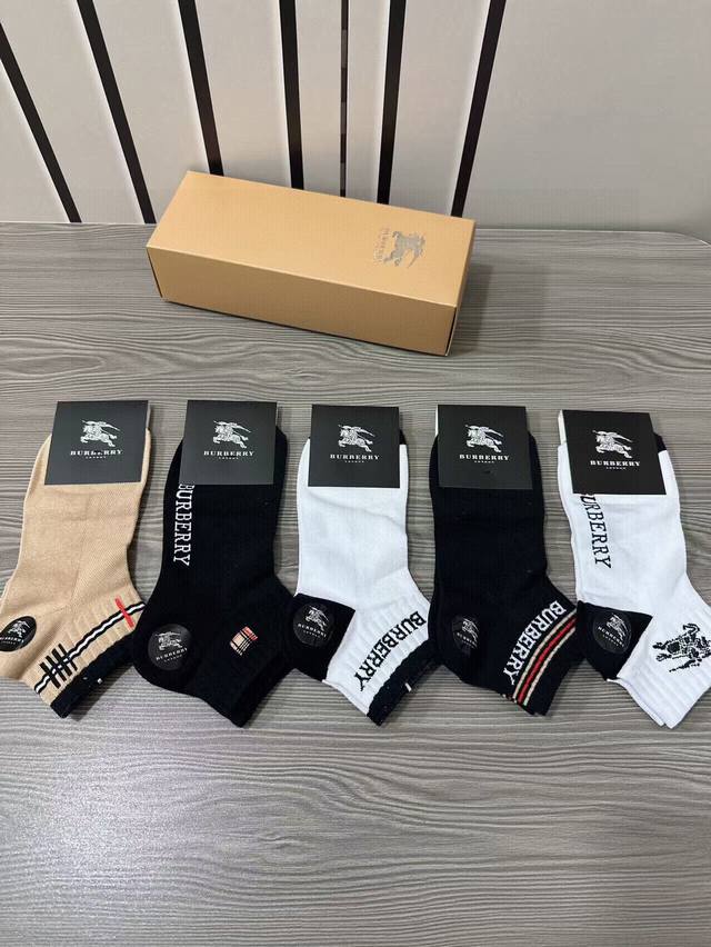 Special Burberry New Men's Socks One Box Of Five Pairs Made From 100% Cotton, So
