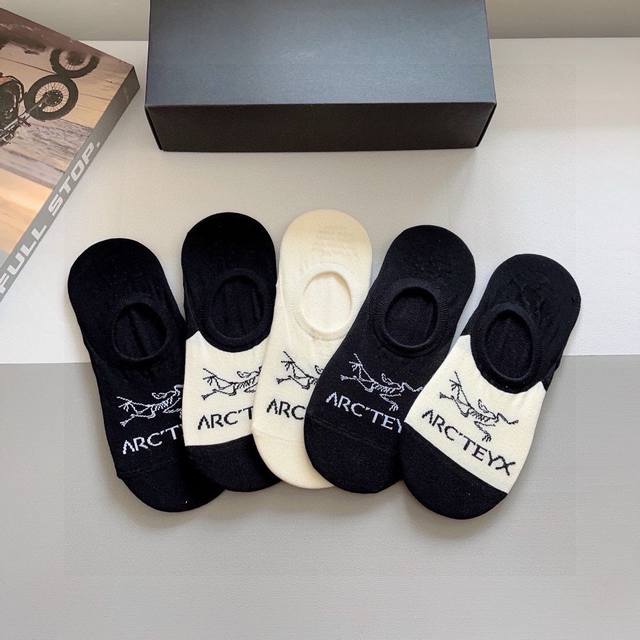 With Packaging, 5 Pairs Per Box Arc'teryx Spring New Arrival Boat Socks High Ver