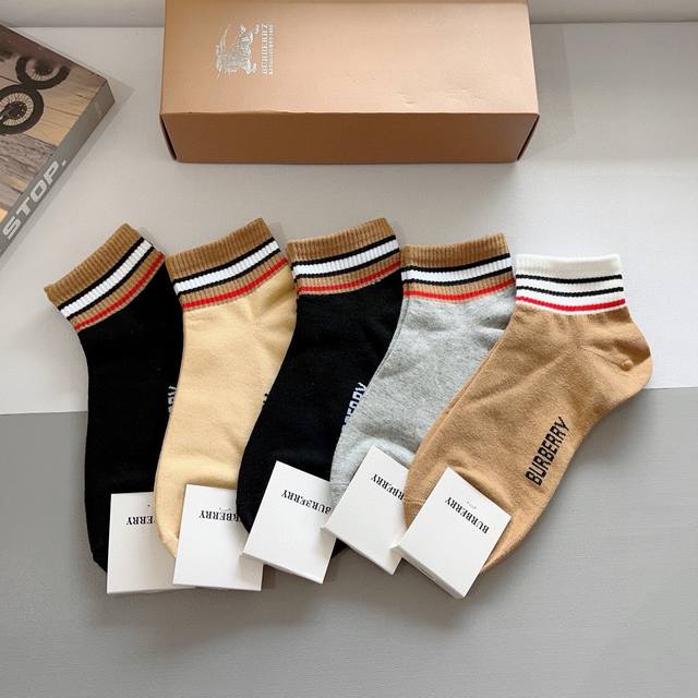 With Packaging, 5 Pairs Per Box Burberry Ultra-Popular Small Item, Classic Lette