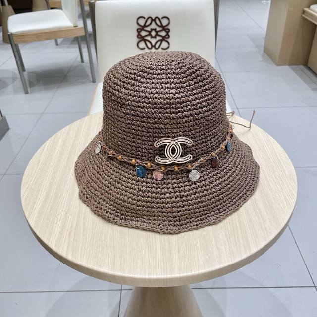 Chanel Chanel Beach-Inspired Bohemian-Style Shell Sequin Straw Fisherman's Hat W