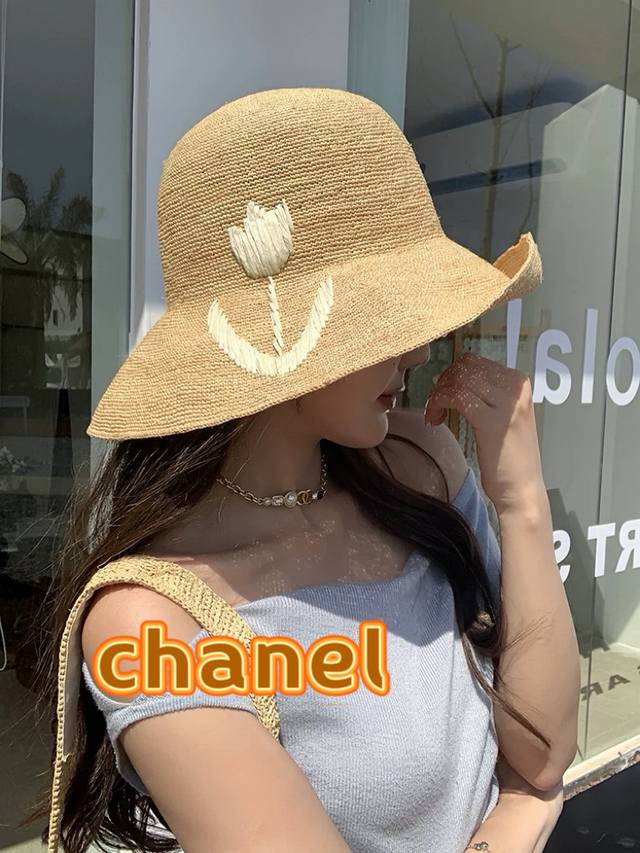 Chanel 2025 New Arrival Summer Beach Wide-Brimmed Straw Hat For Women, Sun Prote
