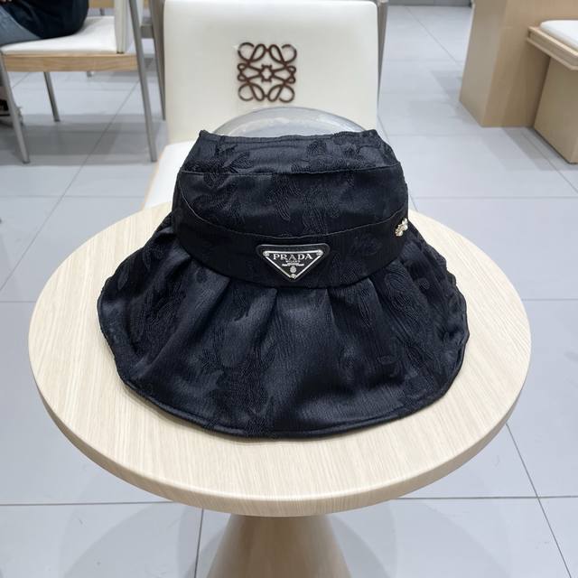 Prada Fisherman's Hat With Openwork Wide Brim And Open Top For Women, Summer Sun