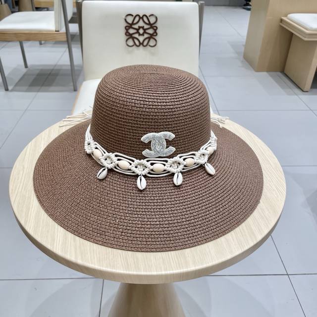 Chanel New-Style Ceremonial Hat, Original Top Wide-Brimmed Bowler Hat, Straw Hat