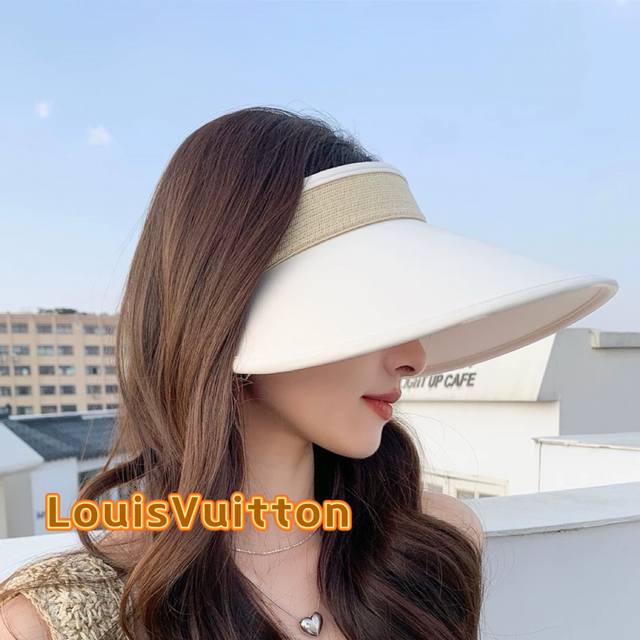 Louis Vuitton 2025 Summer New Raffia Straw Sun Hat With Open Top, High-End Brand