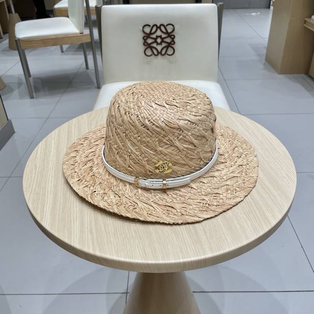 Chanel New High-End Handwoven Raffia Straw Hat, Lightweight Summer Sun Hat For M