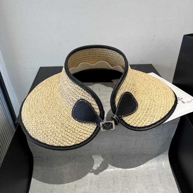 Celine Celine Forehead-Exposed Sun Hat, Raffia Straw Hat, Head Circumference 57C