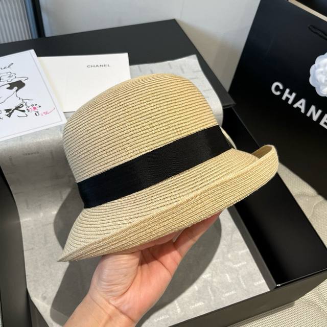 Chanel Rolled-Brim Straw Hat, Head Circumference 57 Cm