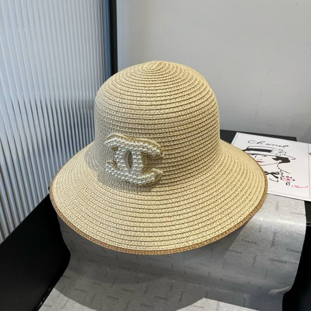 Chanel New-Style Straw Hat, Elegant Lady-Style, Head Circumference 57 Cm