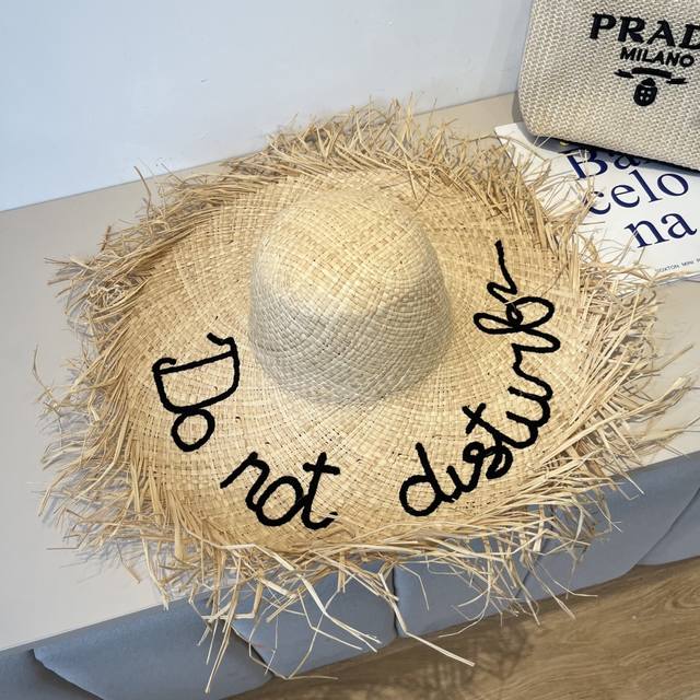 Trendy Raffia Straw Hat, Wide-Brimmed Hat, Raffia Straw Hat, Head Circumference