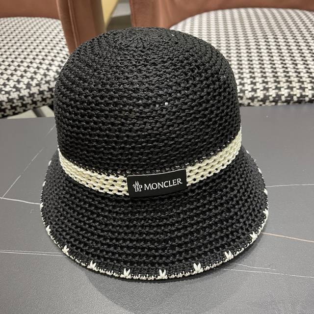 Moncler 2025 Lightweight Straw Fisherman's Hat For Women, Summer-Friendly With V