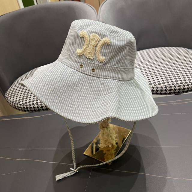 Celine New Arrival High-End Version Simple Embroidered Fisherman's Hat In Korean