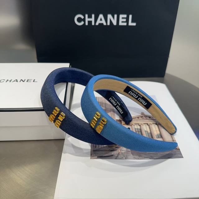 With Packaging Box Miu Miu New Denim Hairband. Simple And Elegant, Practical And