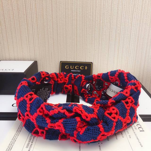 New Arrival Gucci Knitted Color-Block Lace-Up Hairband