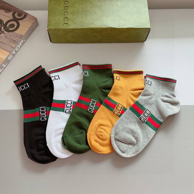 With Packaging, 5 Pairs Per Box Gucci New-Style Mid-Calf Socks For Men And Women