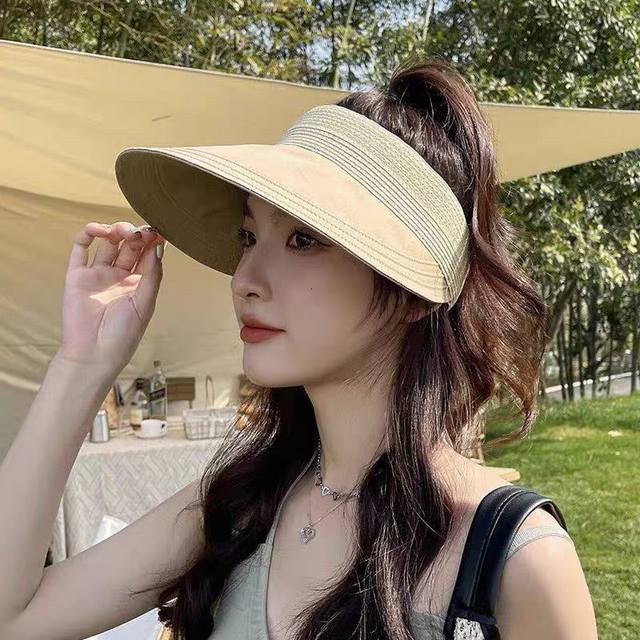 Gucci Japanese-Style Minimalist Sun-Protective Open-Top Straw Hat For Women, Sum