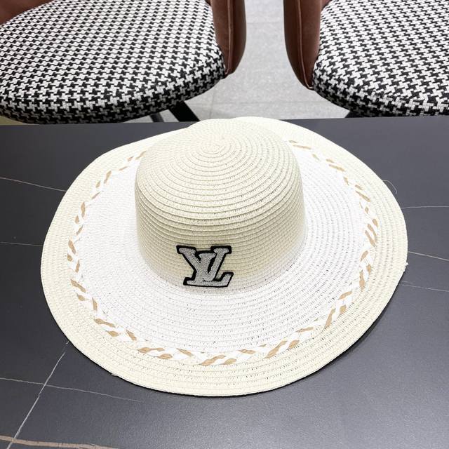 Louis Vuitton 2025 New Straw Hat And Bag Set, Outdoor Travel Sun Hat With Wide B