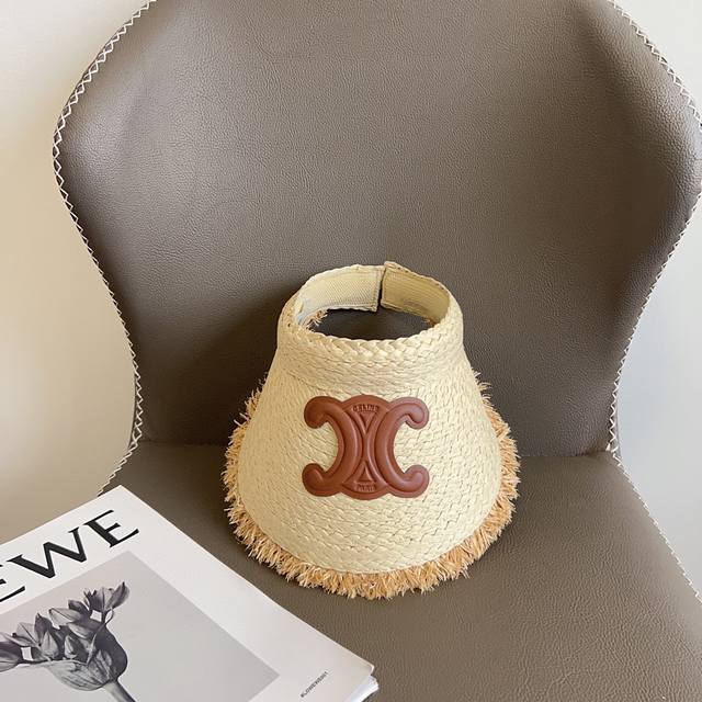 Special Dust Bag Celine 2025 New Straw-Woven Vacation-Style Sun Hat With Open To