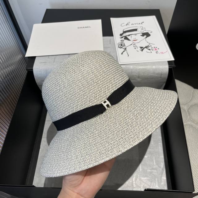 Herm S Straw Hat, Sun Hat, Foldable, High-End Custom-Made, Head Circumference 57