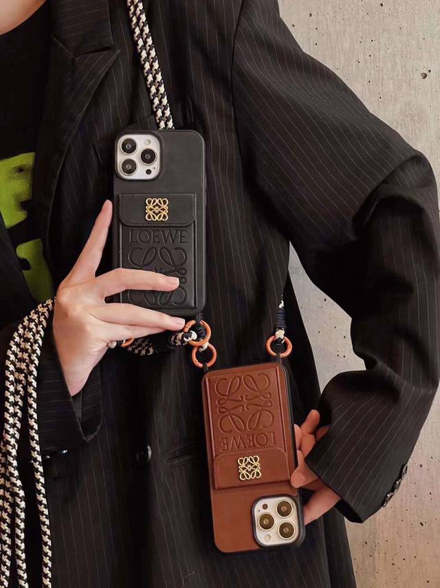 Loewe Crossbody Phone Case Wallet With Detachable Strap. The Logo Hardware Is Go