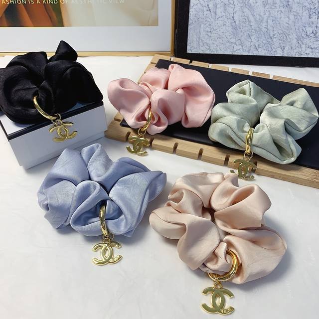 Chanel Chanel Hairband Silk Hangtag Logo Elastic Hairband - Elegant And Versatil