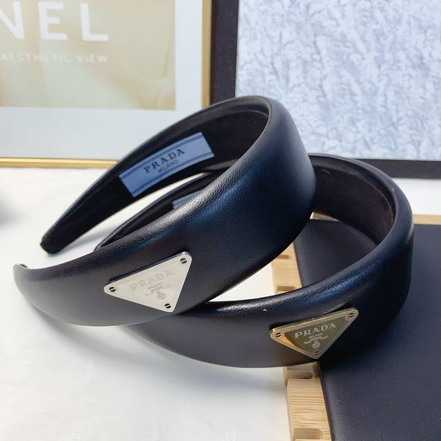 Prada Prada Hairband Minimalist Lambskin Titanium Steel Logo Luxury-Inspired Hai