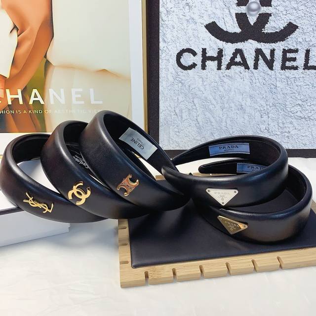 Chanel Celine Ysl Minimalist Sheepskin Titanium Steel Logo Luxury-Inspired Hairb