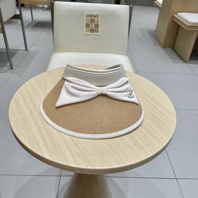 Chanel Sun Hat With Bow, Open-Top Hat For Women, Korean-Style Versatile Sun Hat,