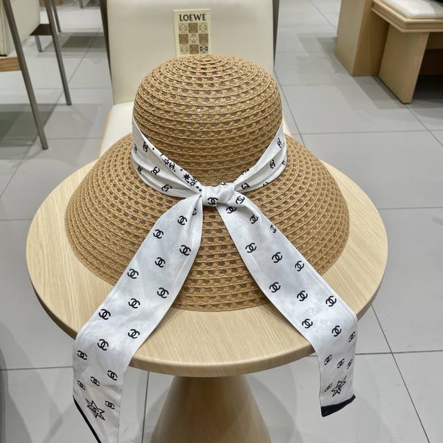 Chanel 2025 New Arrival Small Chanel-Style Ribbon Vacation-Style Bucket Hat Stra