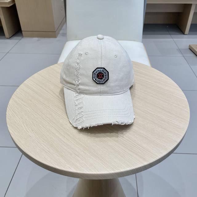 Chanel Trendy Original Letter-Printed Hole-Design Baseball Cap, Washed-Look Vint