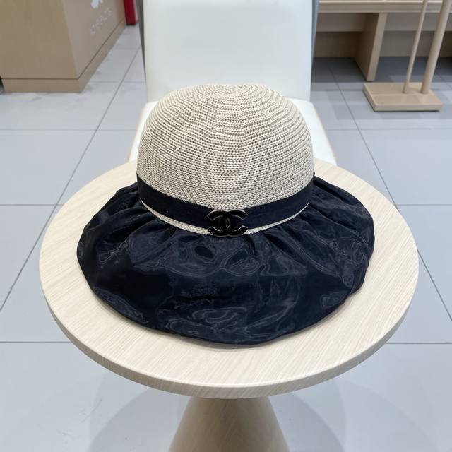 Chanel Chanel Authentic-Style Fabric-Patchwork Fisherman's Hat For Women, Summer