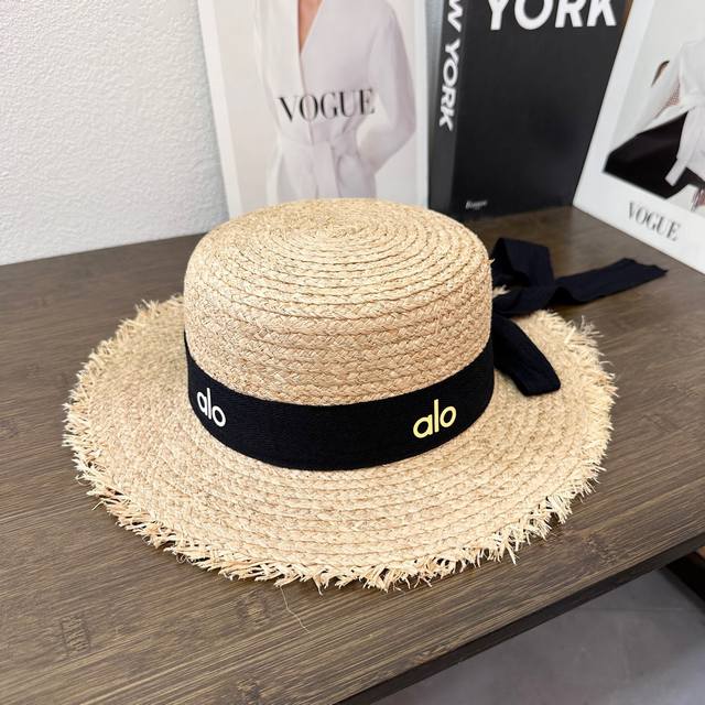 High-Volume Alo~ Ultra-Versatile Raffia Straw Hat! Frayed Edge Design, Perfect F