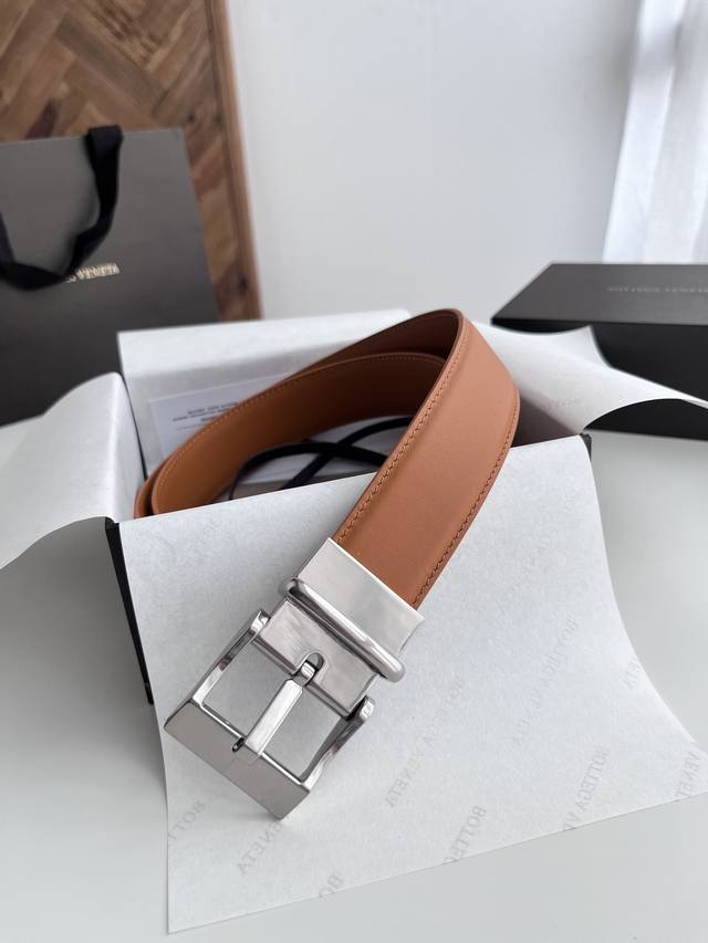 Special Bv New Double-Sided Men's Belt Double-Sided Italian Calf Leather With A