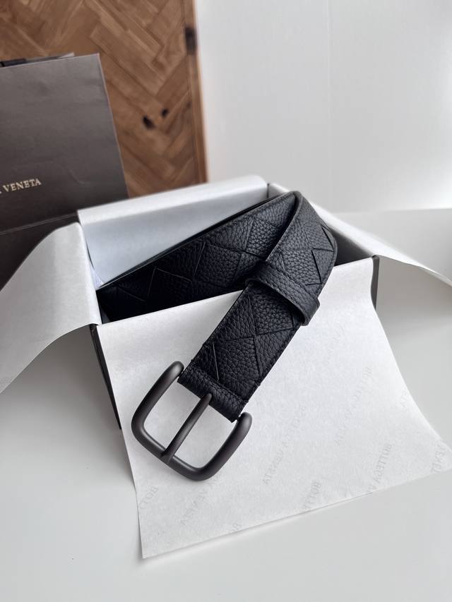 Special Bv 2025 Latest Men's Woven Belt, Pure Handmade Intreccio Large Checkered