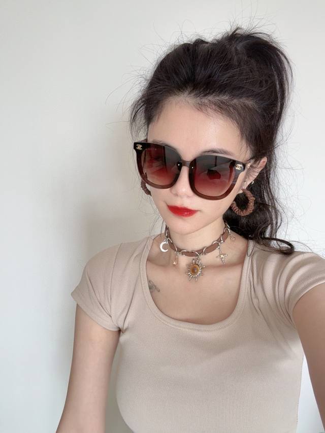 Chanel Oversized Frame Sunglasses Classic Square Frame Design, Flattering For Al