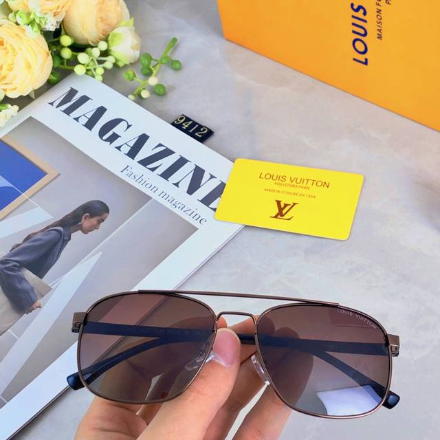 Louis Vuitto*Retro Pilot Sunglasses, High-Fashion Street-Style Sunglasses For Su