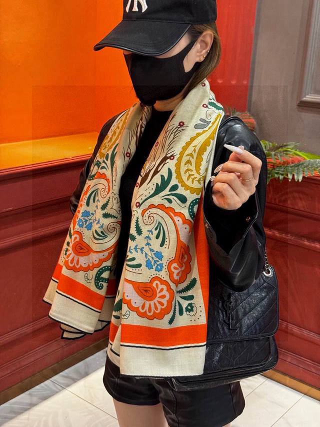 H Limited Edition [Jungle Love] Large Scarf, Double-Sided Same Color, Unparallel