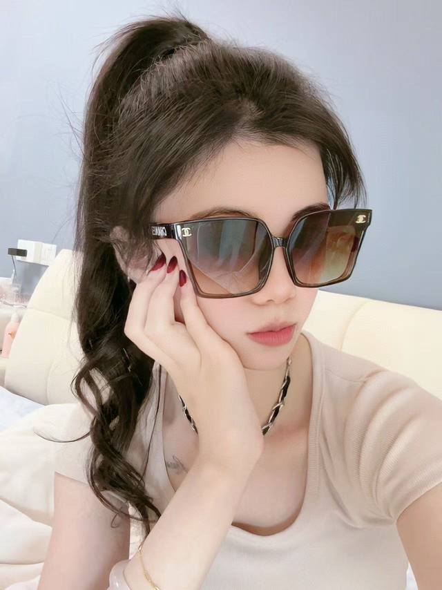 Chanel Oversized Sunglasses Classic Square Frame Design, Flattering For All Face