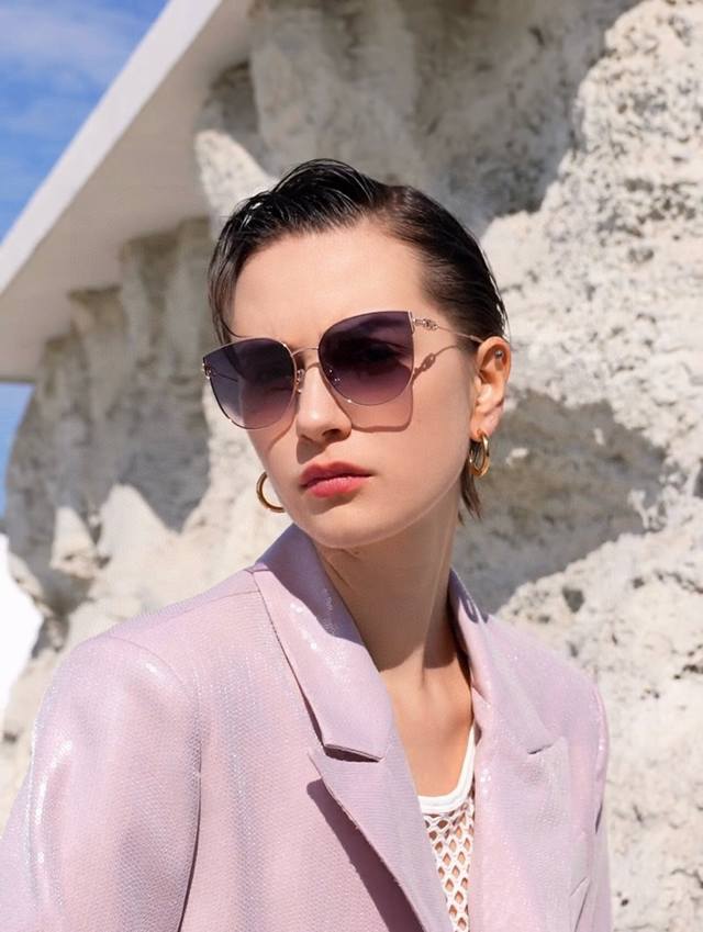 Dior Fashion Round Frame Sunglasses Lenses Top-Tier Luxury High-Quality [Kiss] E
