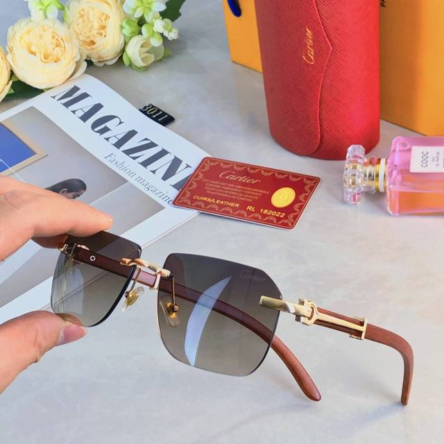 Cartie*New Retro Small-Frame Frameless Sunglasses, Influencer-Style European And