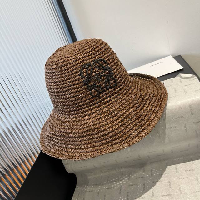 Loewe New Straw Hat, Hand-Crocheted Straw Weave, Foldable, Easy To Carry, Head C