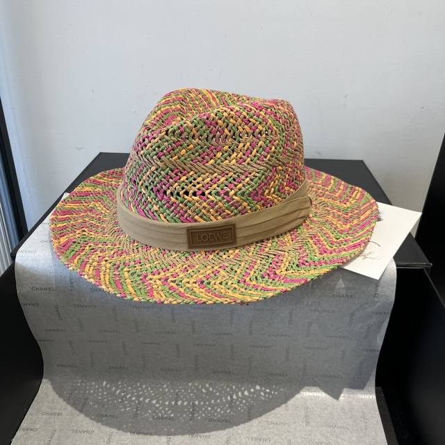 Loewe New Raffia Straw Hat, Natural Straw, Lightweight With Windproof Cord, Head