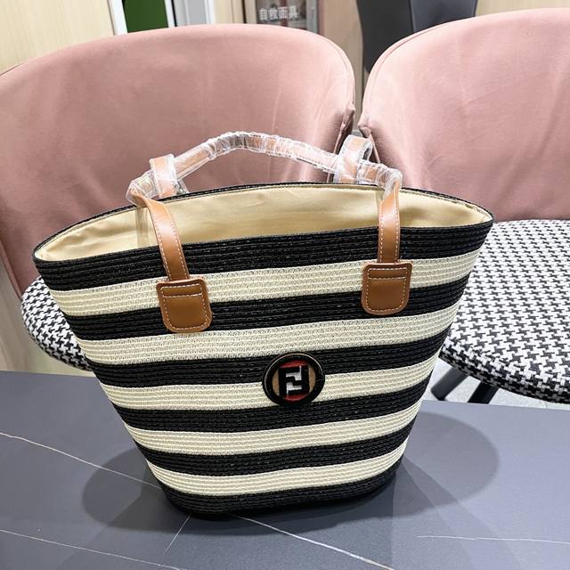 Fendi New-Style Bag And Straw Hat Two-Piece Set For Women, Beach Sun Hat For Bea
